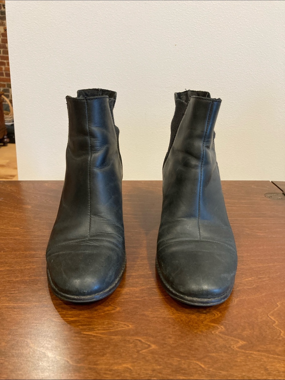 Toms Black Leather Ankle Boots